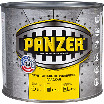 Грунт - эмаль PANZER по ржавчине 3 в 1 гладкая, красная, 1.9 кг 219851
