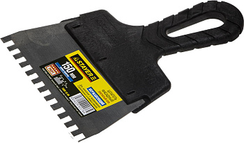 STAYER PROFlat, 150 мм, зуб 6 х 6 мм, пластиковая ручка, зубчатый, нержавеющий фасадный шпатель, Pro