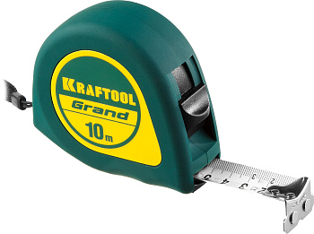 Рулетка KRAFTOOL Grand 10м/25мм, обрезиненный пластиковый корпус 34022-10-25