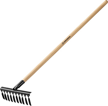 GRINDA GS-10 WOOD, 320 х 95 х 1300 мм, 10 витых зубцов, углеродистая сталь, антикор. покрытие, черен