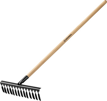 GRINDA GS-14 WOOD, 445 х 95 х 1300 мм, 14 витых зубцов, углеродистая сталь, антикор. покрытие, черен