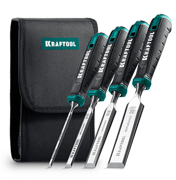 KRAFTOOL GRAND-4 набор стамесок-долот с двухкомпонентной рукояткой, 4 шт