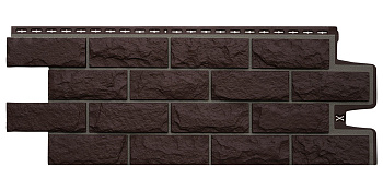 Фасадная панель Grand Line Колотый камень Design шоколадный со швом RAL 7006