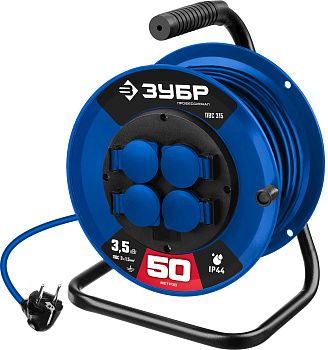 ЗУБР ПВС 315, ПВС, 3 x 1.5 мм2, 50 м, 3500 Вт, IP44, силовой удлинитель на катушке, Профессионал (55
