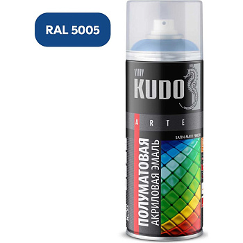 Эмаль универсальная акриловая KUDO satin RAL 5005 сигнально-синяя Объем:0.52 л KU-0A5005