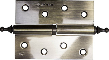 ЗУБР 100 х 75 х 2.5 мм, разъемная, левая, цвет старая латунь (AB), 2 шт, карточная петля (37605-100-