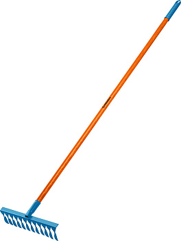 GRINDA PR-12T FIBER, 380 х 100 х 1530 мм, 12 витых зубцов, углеродистая сталь, фибергласовый черенок