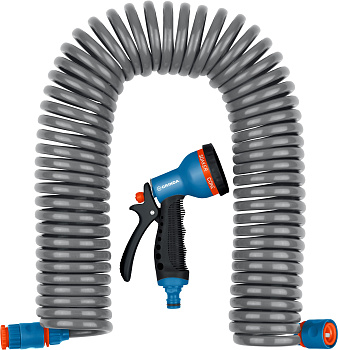 GRINDA спиральный шланг 3/8″ x 15 м, пистолет-распылитель, адаптеры, поливочный набор, PROLine (4284