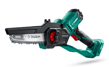 ЗУБР 20 В, 150 мм шина, без АКБ (LMS), мини-пила цепная аккумуляторная (ПЦБ-2015)