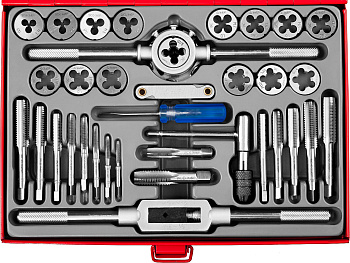 ЗУБР 35 предм., сталь 9ХС, набор метчиков и плашек (28117-H35)