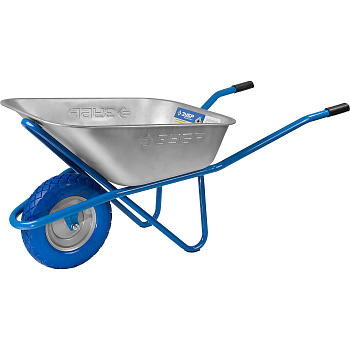 ЗУБР ПТ-200, 110 л, 220 кг,одноколесная, оцинкованная сталь, строительная тачка(39903)