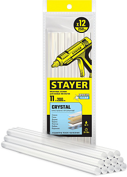 Прозрачные универсальные клеевые стержни STAYER Crystal 11х200 мм, 12 шт 0682-12