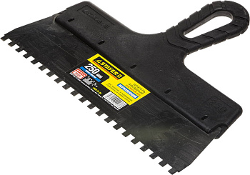 STAYER PROFlat, 250 мм, зуб 6 х 6 мм, пластиковая ручка, зубчатый, нержавеющий фасадный шпатель, Pro