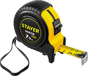 Рулетка Stayer MASTER 7,5м / 25мм в ударостойком обрезиненном корпусе 34025-07_z01