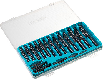 СИБИН 100 шт, (1-10 мм), быстрорежущая сталь, класс В, пласт.бокс, набор сверл по металлу (29610-H10