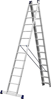 Универсальная трехсекционная лестница со стабилизатором СИБИН 3х13 ступеней 38833-13