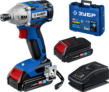Бесщеточный винтоверт ЗУБР Профессионал 20 В, 2 АКБ, 2 Ач, в кейсе GVB-250-22