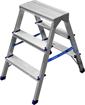 Двухсторонняя алюминиевая лестница-стремянка СИБИН 3 ступени 38825-03