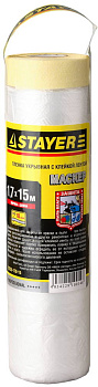 Защитная пленка STAYER Маскер с клейкой лентой ПНД 9 мкм 1700 мм x 15 м 12255-170-15