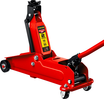 STAYER R-28 RED FORCE, 2 т, 135 - 385 мм, подкатной домкрат с увеличенным подъемом, Professional (43