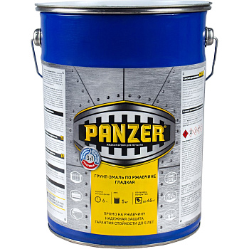 Грунт - эмаль PANZER по ржавчине 3 в 1 гладкая, красная, 5 кг 219852
