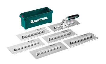 KRAFTOOL 280х115 мм, набор нержавеющих гребенок (6шт) со сменной 2к ручкой, в пластиковом кейсе (332