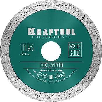 KRAFTOOL KERAMO, 115 мм, (22.2 мм, 10 х 1.6 мм), сплошной алмазный диск (36684-115)