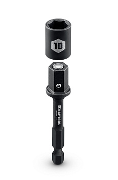 Бита KRAFTOOL Impact Pro ″Nut-driver″ с торцовой головкой, магнитная, L=69мм, хвостовик E 1/4″, 10мм