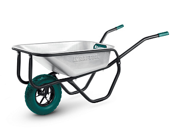 KRAFTOOL MAXDrive-1 110л, 260 кг, одноколесная, с трубным усилителем, кузов 0,9 мм, полиуретановое к