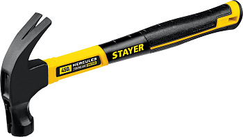 STAYER Hercules-M, 450 г, молоток-гвоздодёр столярный с фиберглассовой рукояткой, Professional (2027