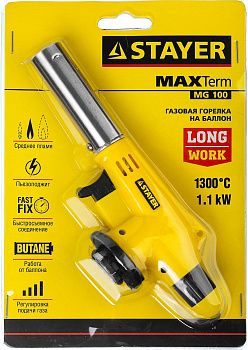 STAYER MaxTerm MG100 1300°C с пьезоподжигом, на баллон с цанговым соединением, Газовая горелка (5558