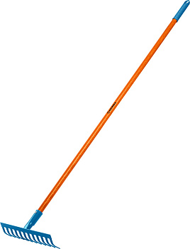 GRINDA PR-12S FIBER, 310 х 80 х 1500 мм, 12 прямых зубцов, углеродистая сталь, фибергласовый черенок