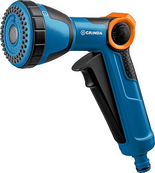 GRINDA X-S, с регулятором напора, душевой, 4 режима, курок спереди, двухкомпонентный, поливочный пис