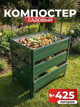 Компостер Ивановский садовый 425 литров Зеленый (RAL 6005), без крышки (сборка: болты)