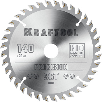 KRAFTOOL Precision, 140 х 20 мм, 36Т, пильный диск по дереву (36952-140-20)