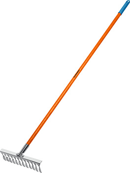 GRINDA PS-12 FIBER, 380 х 100 х 1530 мм, 12 витых зубцов, нержавеющая сталь, фибергласовый черенок,