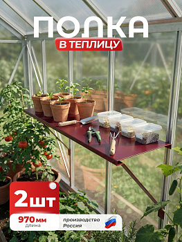 Полка-держатель в теплицу для садового инвентаря Длина 970мм, Красный (RAL 3005), 0,45мм, комплект 2
